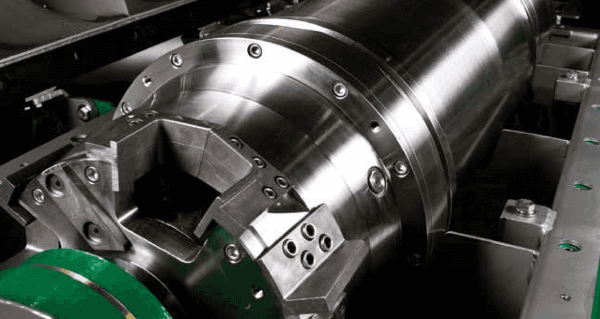 Derrick centrifuge component inspected during rebuild