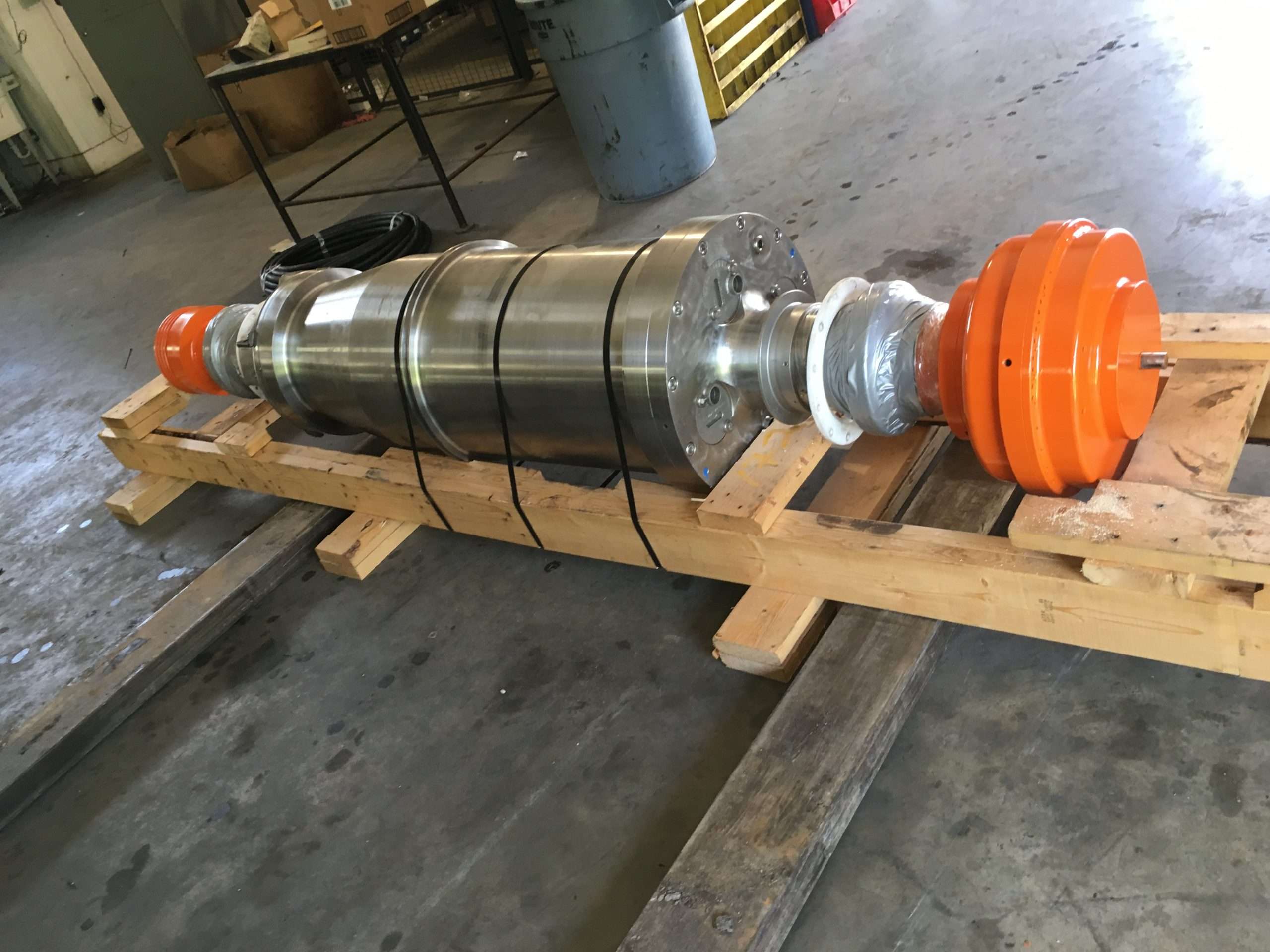 Bird HB-2500 decanter centrifuge rotating assembly during rebuild at Centrifuge World